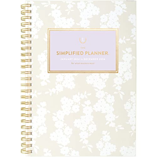 2024 Simplified by Emily Ley for AT-A-GLANCE Weekly/Monthly Planner, 5-1/2' x 8-1/2', Cream Blossoms, January to December 2024, EL19-200