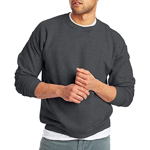 Hanes mens Ecosmart Sweatshirt, Charcoal Heather, Large US
