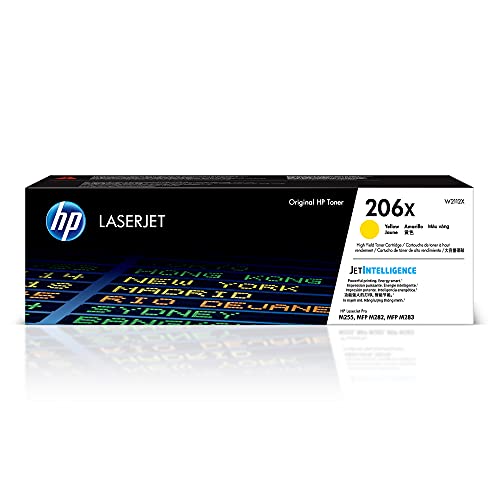 HP 206X Yellow High-yield Toner Cartridge | Works with HP Color LaserJet Pro M255, HP Color LaserJet Pro MFP M282, M283 Series | W2112X