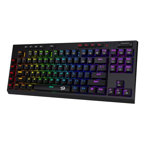 Redragon K596 Wired RGB Mechanical Gaming Keyboard, 87 Keys TKL Compact Keyboard w/10 Onboard Macro Keys & Wrist Rest, Brown Switches