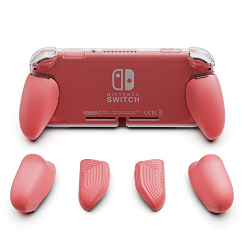Skull & Co. GripCase Lite: A Comfortable Protective Case with Replaceable Grips [to fit All Hands Sizes] for Nintendo Switch Lite [No Carrying Case]- Coral
