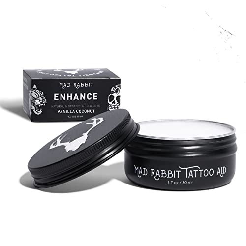 Mad Rabbit Tattoo Balm & Aftercare Cream- Color Enhancement that Revives Old Tattoos, Hydrates New Tattoos, Made With Natural Ingredients + Petroleum Free, Daily Lotion Moisturizer & Brightener
