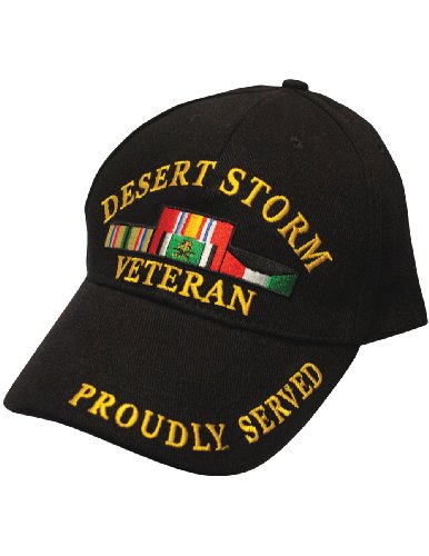 EAGLE EMBLEMS, INC Military Veteran Proudly Served in Desert Storm Baseball Style Hat Cap,Black,One Size