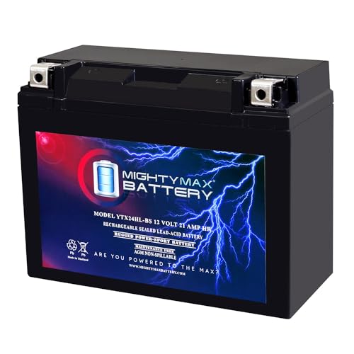 Mighty Max Battery YTX24HL-BS -12 Volt 21 AH, 350 CCA, Rechargeable Maintenance Free SLA AGM Motorcycle Battery