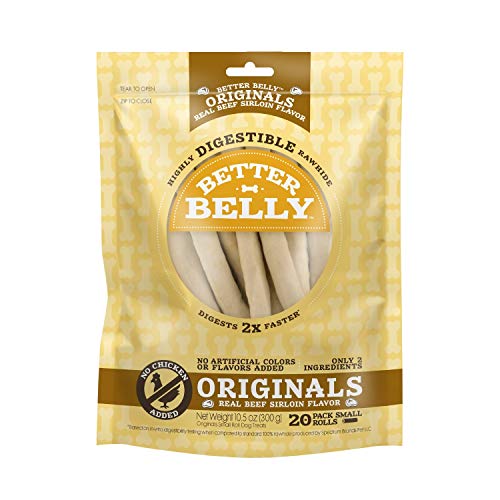 Better Belly Originals, Real Beef Sirloin Flavor, Small Rolls, Dog Chews, 20Count (P-50050NC)