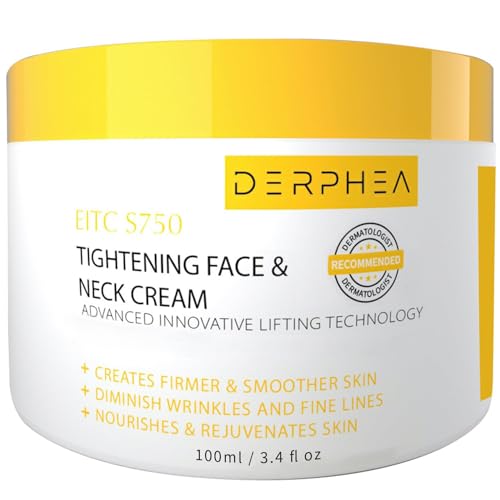 DERPHEA Neck Cream, Face & Neck Tightening Cream, Face Firming Cream, Skin Tightening Cream For Fine lines, Loose & Sagging Skin On Face, Neck, Decollete (3.4 Oz)