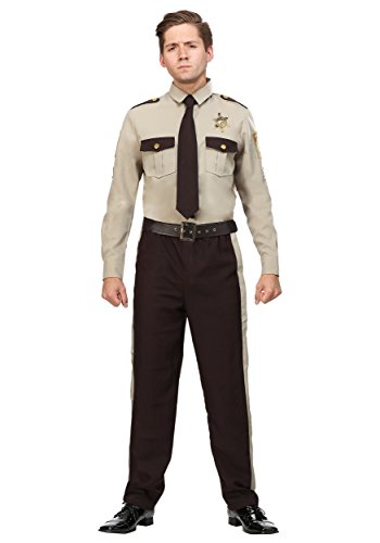 Men's Sheriff Costume, Adult Law Enforcement Uniform with Badge, Trooper Uniform for Cops & Robbers Dress-Up