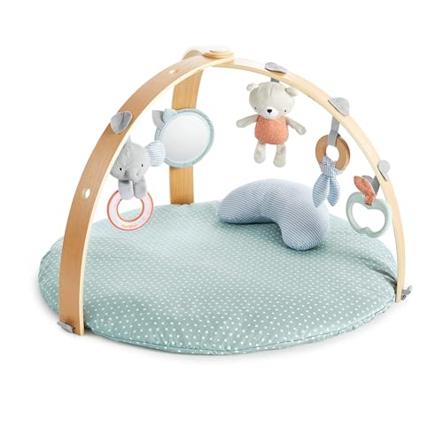 Ingenuity Cozy Spot Reversible Duvet Activity Gym & Play Mat with Wooden Toy bar - Loamy, Newborn and up