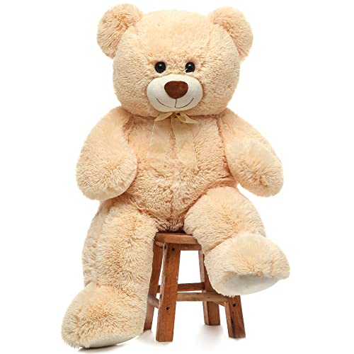 DOLDOA 36' Giant Teddy Bear Soft Stuffed Animals Plush Big Bear Toy for Kids and Girlfriend (Beige)