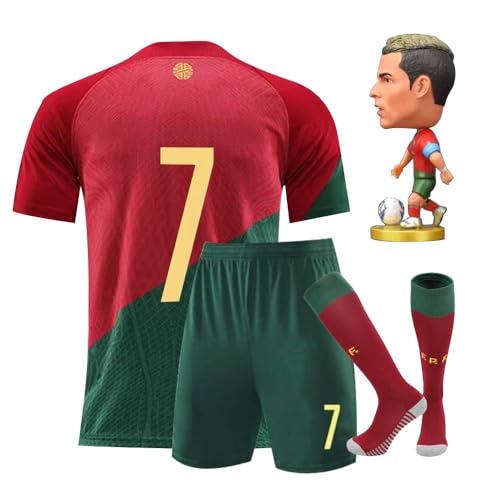 URAISEUS #7 Boys' Soccer Jerseys Sports Team Training Uniform Boys and Girls Youth Shirts and Shorts Set Red/Green