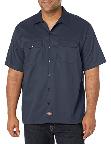 Dickies mens Short-sleeve Flex Twill Work button down shirts, Dark Navy, XX-Large US