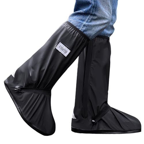 USHTH Black Waterproof Rain Boot Shoe Cover with reflector (1 Pair) (XX-Large)