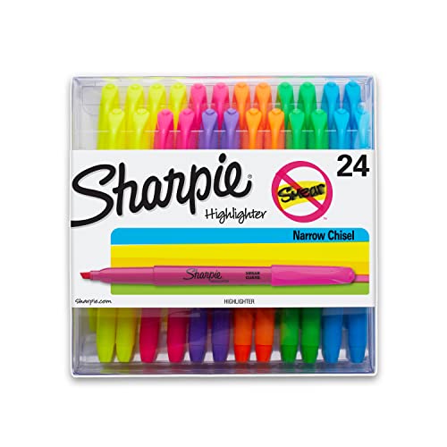SHARPIE Pocket Highlighters Chisel Tip Highlighters, Assorted Colors, 24 Count