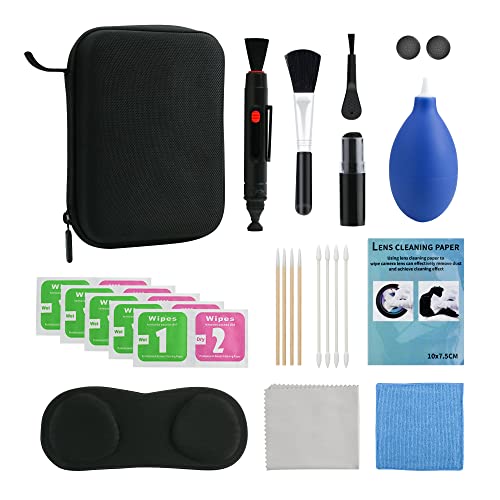 FANPL VR Cleaning Kit for Oculus Quest 2 and Quest 3, VR Lens & Controllers & Headset Cleaner Kit for Mate Oculus Quest with Carrying Case, Lens Cover, Thumb Grips, Lens Pen Cleaner Kit, Cleaning Dust