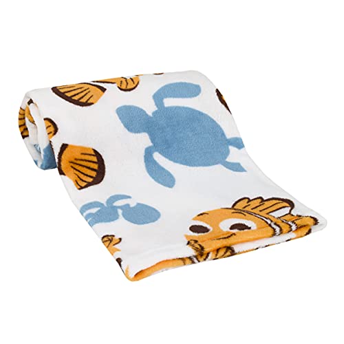 Disney Finding Nemo Orange, Aqua & White Crush & Squirt Turtle Super Soft Baby Blanket, Orange, Aqua, White , 30x36 Inch (Pack of 1)