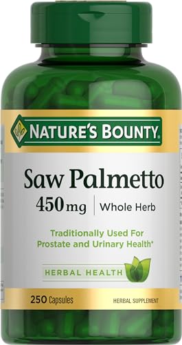 Nature's Bounty Saw Palmetto Support for Prostate and Urinary Health, Herbal Health Supplement, 450mg, 250 Capsules