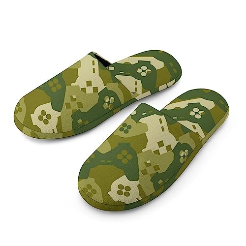 Camouflage Gamepad Game Mode on Women's House Slippers Cotton Memory Foam Soft Warm Home Shoes