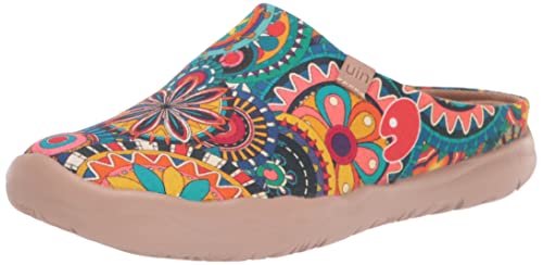 UIN Women's Travel Slipper Lightweight Home Slip Ons Walking Casual Art Painted Travel Holiday Shoes Blossom (39)