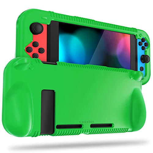 FINTIE Silicone Case Compatible with Nintendo Switch - Soft [Anti-Slip] [Shock Proof] Protective Cover with Ergonomic Grip Design, Drop Protection Grip Case (Green)