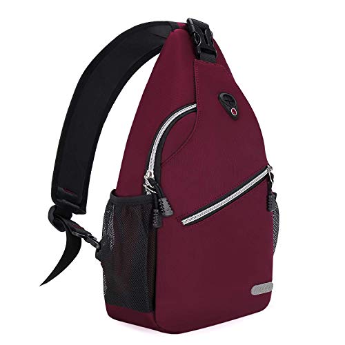 MOSISO Sling Backpack, Multipurpose Crossbody Shoulder Bag Travel Hiking Daypack, Wine Red, Medium