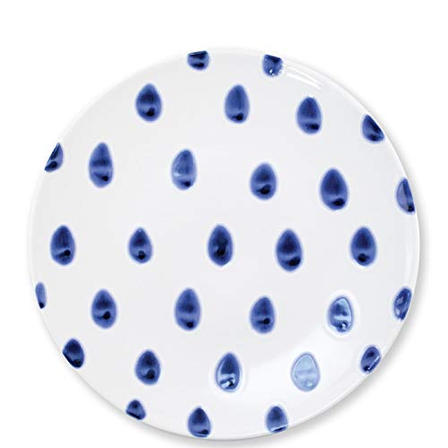 Vietri viva Santorini Dot Dinner Plate, 10.75' Earthenware Ceramic Plate, Handcrafted Dinnerware