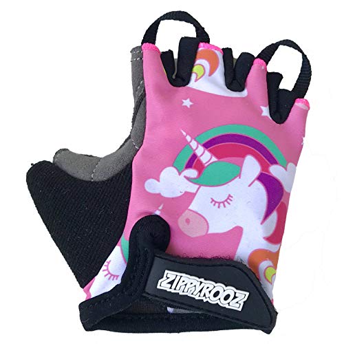 ZippyRooz Toddler & Little Kids Bike Gloves for Balance and Pedal Bicycles for Ages 1-8 Years Old. 8 Designs for Boys & Girls (Unicorn, Little Kids Large (5-6))