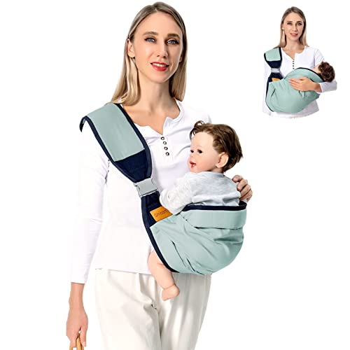 Shiaon Baby Sling Carrier Newborn to Toddler, Adjustable Baby Carrier Sling, Baby Wrap Sling, Baby Hip Seat Carrier for Toddler Sling, Baby Holder Carrier, Nursing Sling, Carrying 7-45 lbs, Green