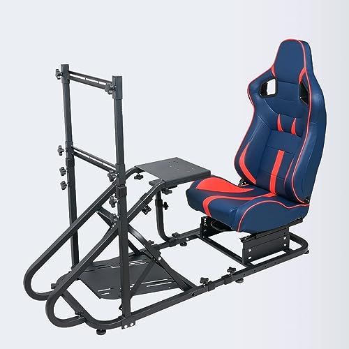 WTRAVEL Racing Simulator Cockpit with Adjustable Wheel Stand and Racing Seat for All Logitech G920|G25|G27|G29| Thrustmaster | Compatible with Xbox One, PS4, PC Platforms (Blue+Red)