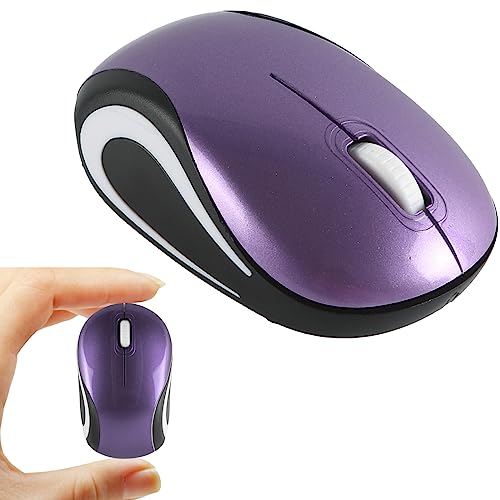 YOCUNKER Wireless Mini Mouse Ultra Portable, 1000DPI Computer Mouse Cordless, 2.4 GHz with USB Receiver, Optical Tracking, 3-Buttons, PC/Laptop (Purple)