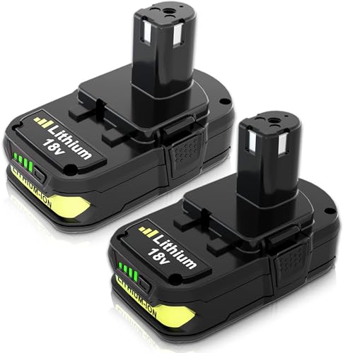 2-Pack 3000mAh 18V P102 P108 Li-ion Replacement Battery for Ryobi 18 Volt Battery Lithium-ion Plus Battery Max P102 P108 P103 P105 P107 P109 P104 Compatible with Ryobi 18Volt Power Cordless Tools