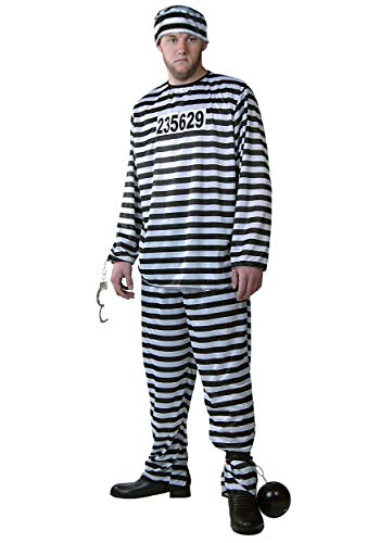 Fun Costumes Jail Prisoner Costume for Men, Prison Jumpsuit, Criminal Outfit, Convict Costume for Cosplay and Halloween