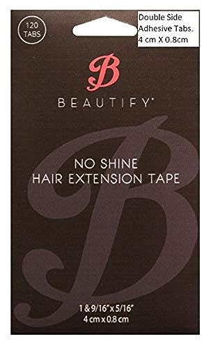 Beautify No Shine Hair Extension Tape Tabs - Double Sided Replacement Tape for Hair Extensions, 120 Tabs per Pack - Shine-Free Hold