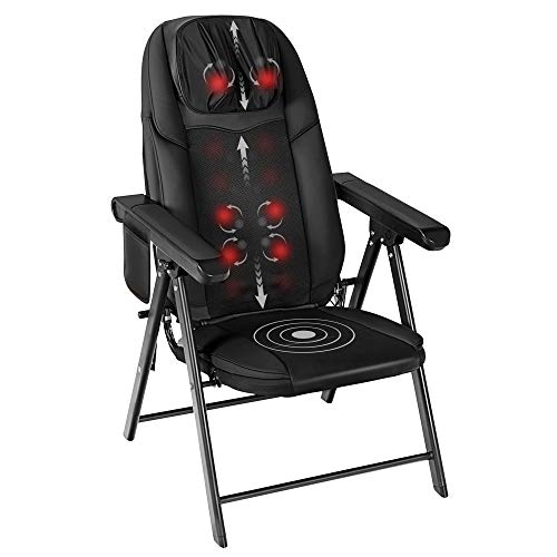 COMFIER Folding Massage Chair Portable, Shiatsu Neck Back Massager with Heat, Foldable Chair Massager for Full Body, Adjustable Backrest Height,Office Home Use, Gifts for Men Women,Black