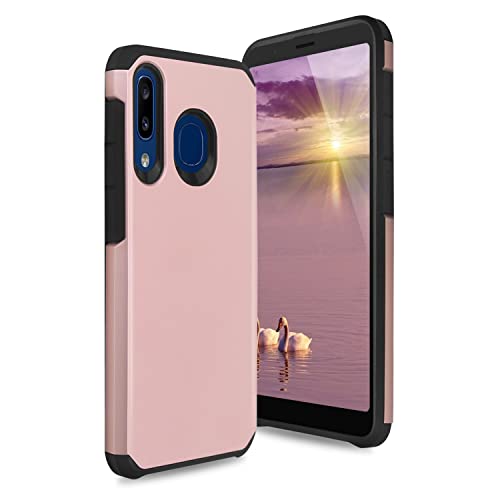 TJS Phone Case Compatible with Alcatel 3V 2019/5032W (Not Fit Alcatel 3V 2018), Dual Layer Hybrid Shockproof Protection Impact Cover (Rose Gold)