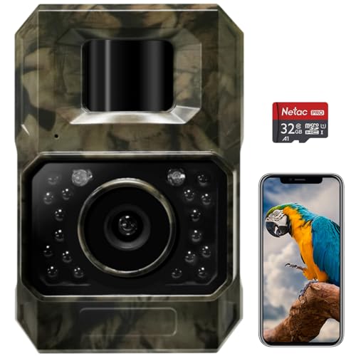 MAXDONE Trail Camera Bluetooth Game Camera, 2000mAh Built-in Battery Rechargeable Power Hunting Cameras with Night Vision Trail Cam Bluetooth 48MP Wildlife Camera Wi-Fi Deer Camera (No Screen)