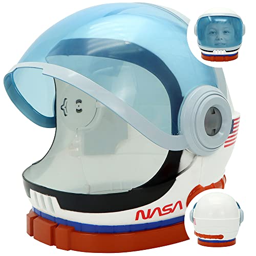 Astronaut Helmet, Space Helmet with Blue Movable Visor, Party Costume, School Classroom Dress Up, Pretend Role Play Party Supplies, Kids Christmas Halloween Toys Birthday Gifts, Blue and Orange