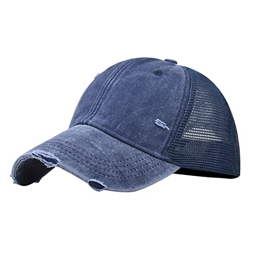 Men Ladies Hat Fashion Baseball Cap Denim Buckle Outdoor Sunshade Hat Mens Mesh Caps and Hats (Navy, One Size)