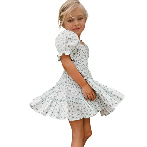 Teen Girls Summer Floral Backless Ruffle Dresses for 7-12 Years,Kids Girls' Fashion High Street Loose Casual Dress Light Blue