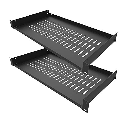Jingchengmei 2 Pack of 1U Disassembled Vented Cantilever Server Rack Mount Shelf 10' (254mm) Deep for 19' Network Cabinet or Equipment Rack (10V2PC)