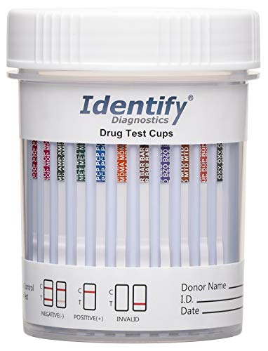 Identify Diagnostics 12 Panel Drug Test Cup - 5 Pack - CLIA Waived Instant Urine Drug Test Kit for AMP,BAR,BUP,BZO,COC,MDMA,MET,MOP/OPI,MTD,OXY,PCP,THC