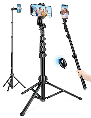 Nineigh Phone Tripod, 71' Tripod for iPhone, Selfie Stick Tripod Stand with Remote, Phone Tripod & Tall Travel Tripod for Recording Video Selfies Photo, Compatible with iPhone 15 14 Pro Max 13 12 11