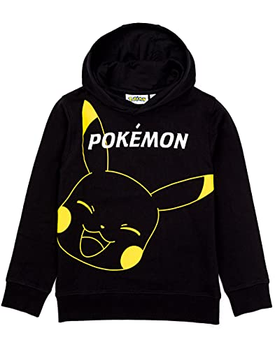 Pokemon Hoodie Boys Kids Game Gifts Pikachu Black Jumper Pullover 7-8 Years