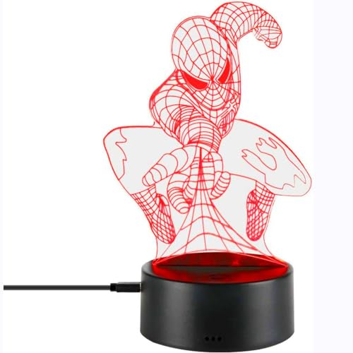 E-lec 3D Night Light Kids Toys Anime Optical Illusion LED Lights Smart Touch 7 Colors Changing Dimmer Table Desk Lamp Home Room Decor Game Fan Gifts for Boys Girls Birthday Christmas Nightlight