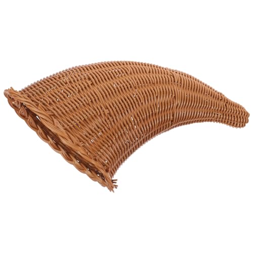 Amosfun Thanksgiving Cornucopia Basket Horn of Plenty Wicker Grapevine Fall Baskets Harvest Fall Basket Bread Basket Woven Fruit Baskets Food Serving Tray for Table Decoration