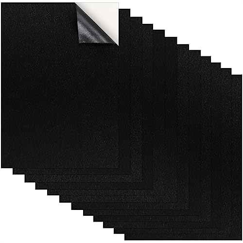 Black Felt Sheets with Adhesive Backing - 12Pcs Sticky Felt Sheets Adhesive Backed Craft Supply Box Liner Jewelry Furniture Felt Fabric Sheets - A4 Size Art Craft Felt Sheets Adhesive Felt Sheets