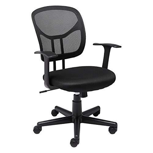 Amazon Basics Mesh Mid-Back Adjustable-Height 360-Degree Swivel Office Desk Chair with Armrests and Lumbar Support, Black