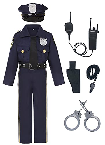 Viyorshop Kids Police Costume Deluxe Police Officer Costume Cop Set for Halloween Cosplay Dress Up Costume(5-7 Years)