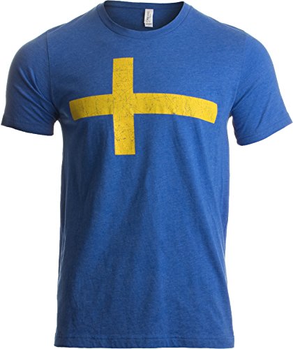 Ann Arbor T-shirt Co. Unisex Adult Swedish Flag | Vintage Style, Retro-Feel Sweden Flag & Kronor, L