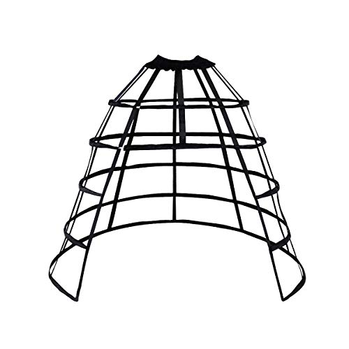 HappyStory Cage Hoop Skirt Petticoat Dress Pannier 5 Hoops Bustle Cage Crinoline (black open-0.5)