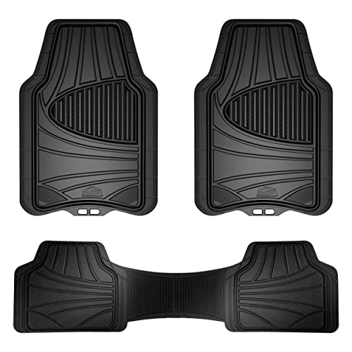 Armor All Custom Accessories Black Full-Coverage Floor Mats - All-Weather Protection, Enhanced Grip, Heavy-Duty Design - Easy to Clean, Universal Fit - Premium Quality Mats, Black, 3-Piece